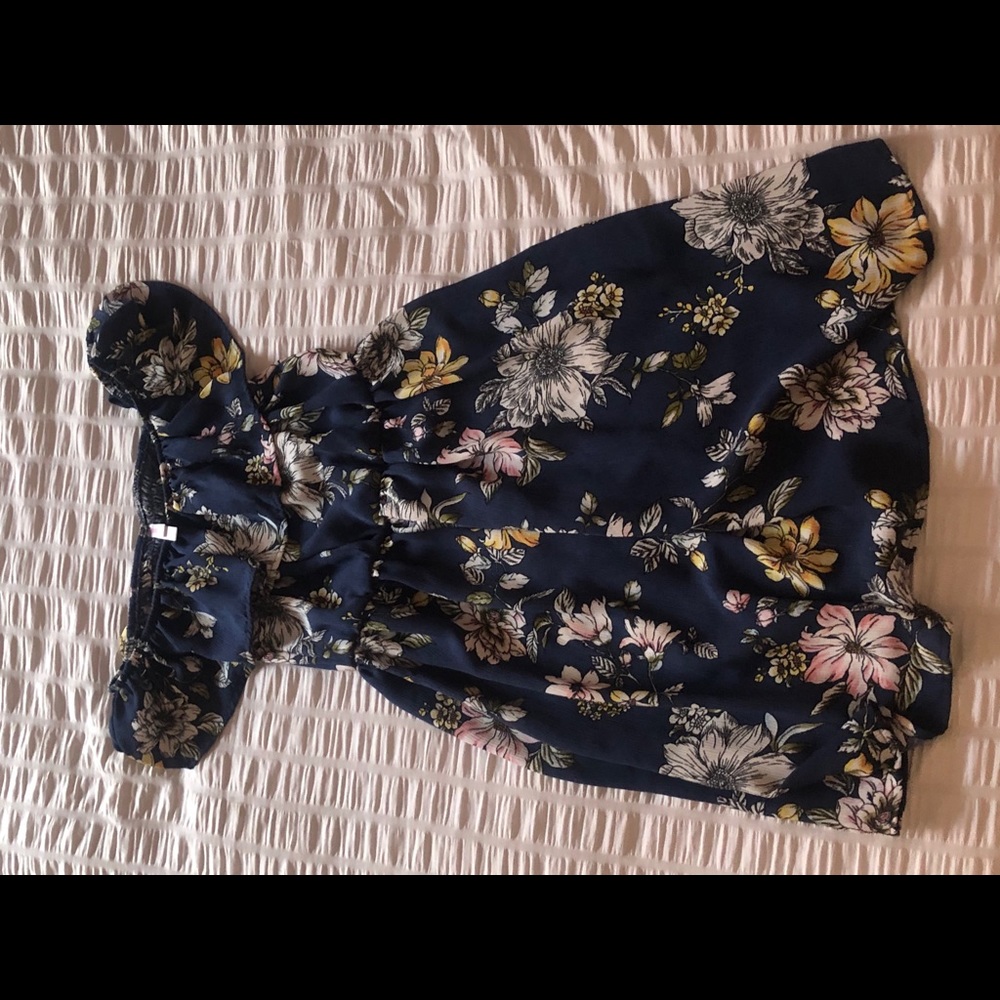 Dark Blue Floral Print Dress